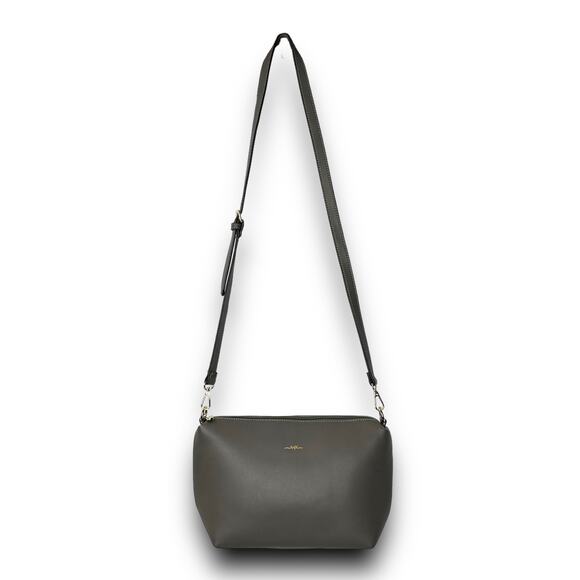 Espe Vegan Leather Crossbody Bag Adjustable Strap Gold Tone Hardware Gray Taupe - Picture 1 of 6